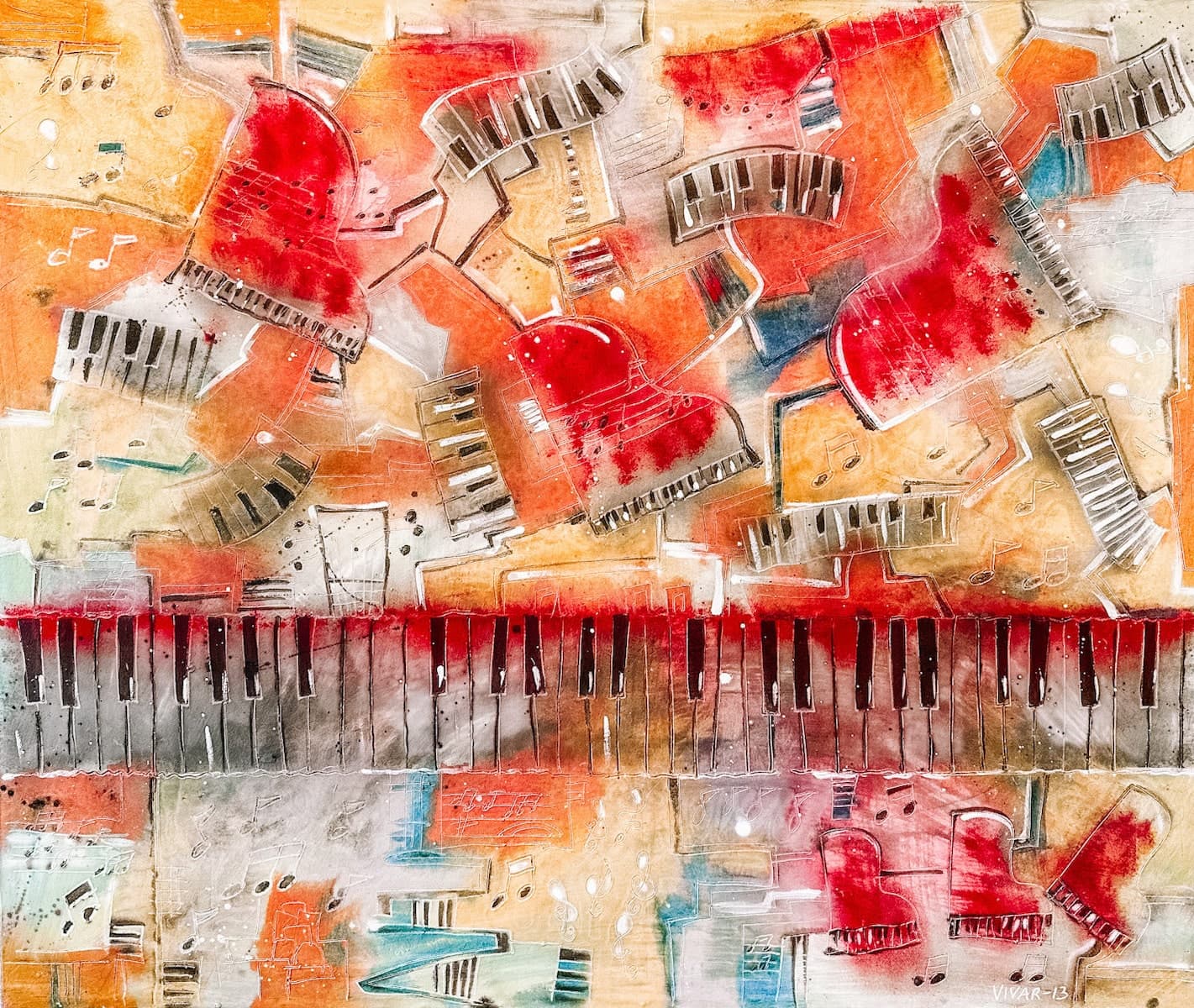 Chopin by Carlos Vivar, oil and sand on canvas painting at El Dorado Gallery