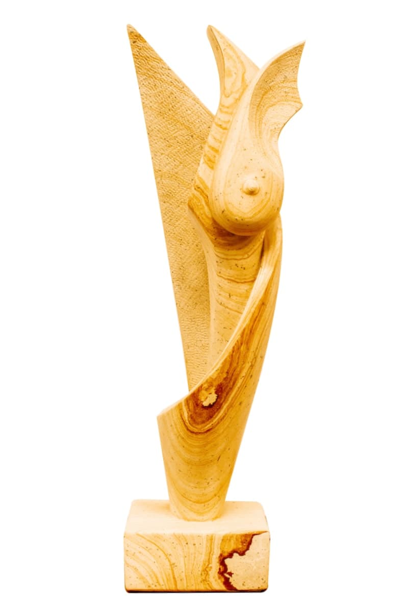 Female Torso by Omar Yepez, limestone sculpture at El Dorado Gallery