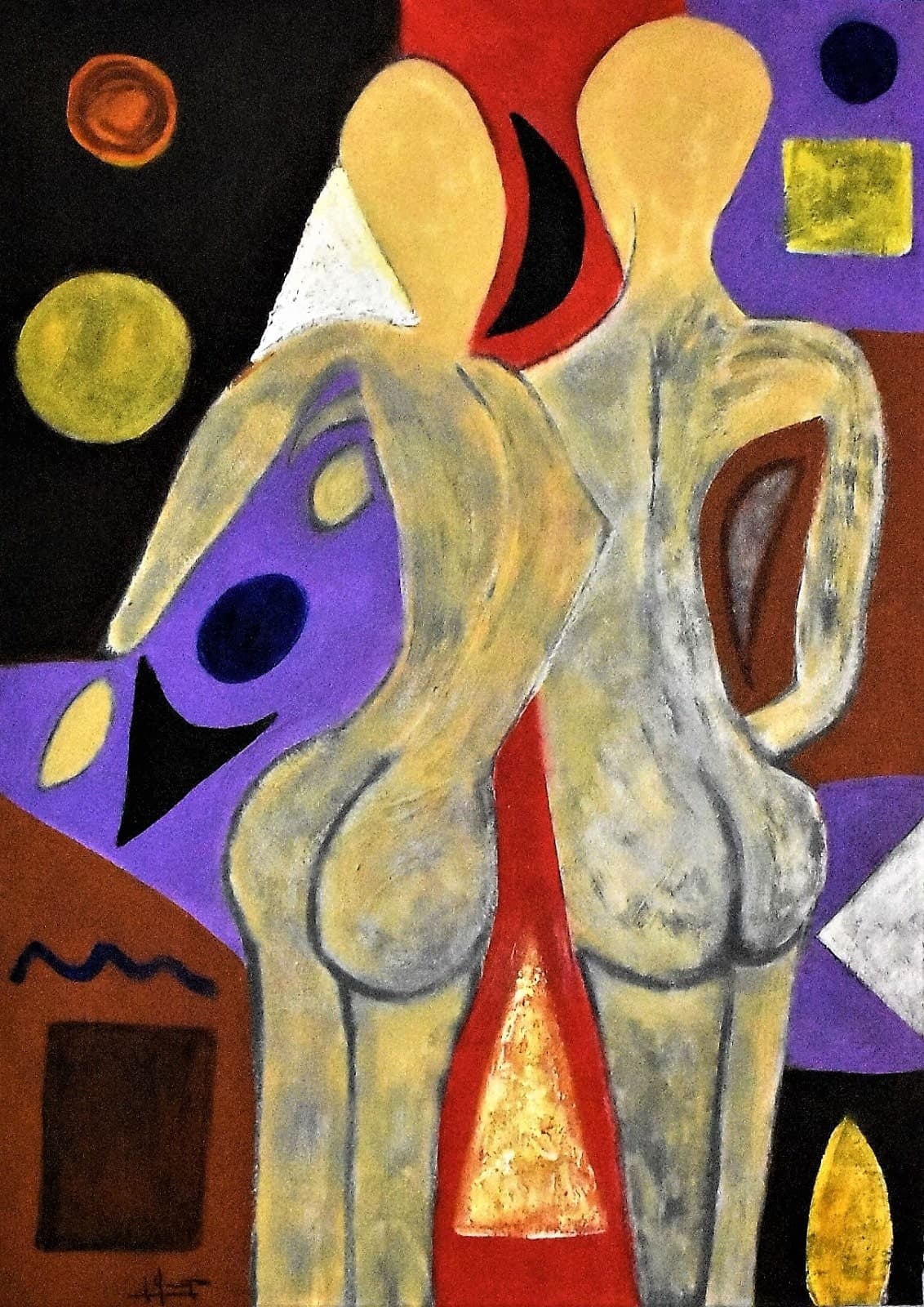 Fusion by Alejandro Uriegas, acrylic on Fabriano paper at El Dorado Gallery
