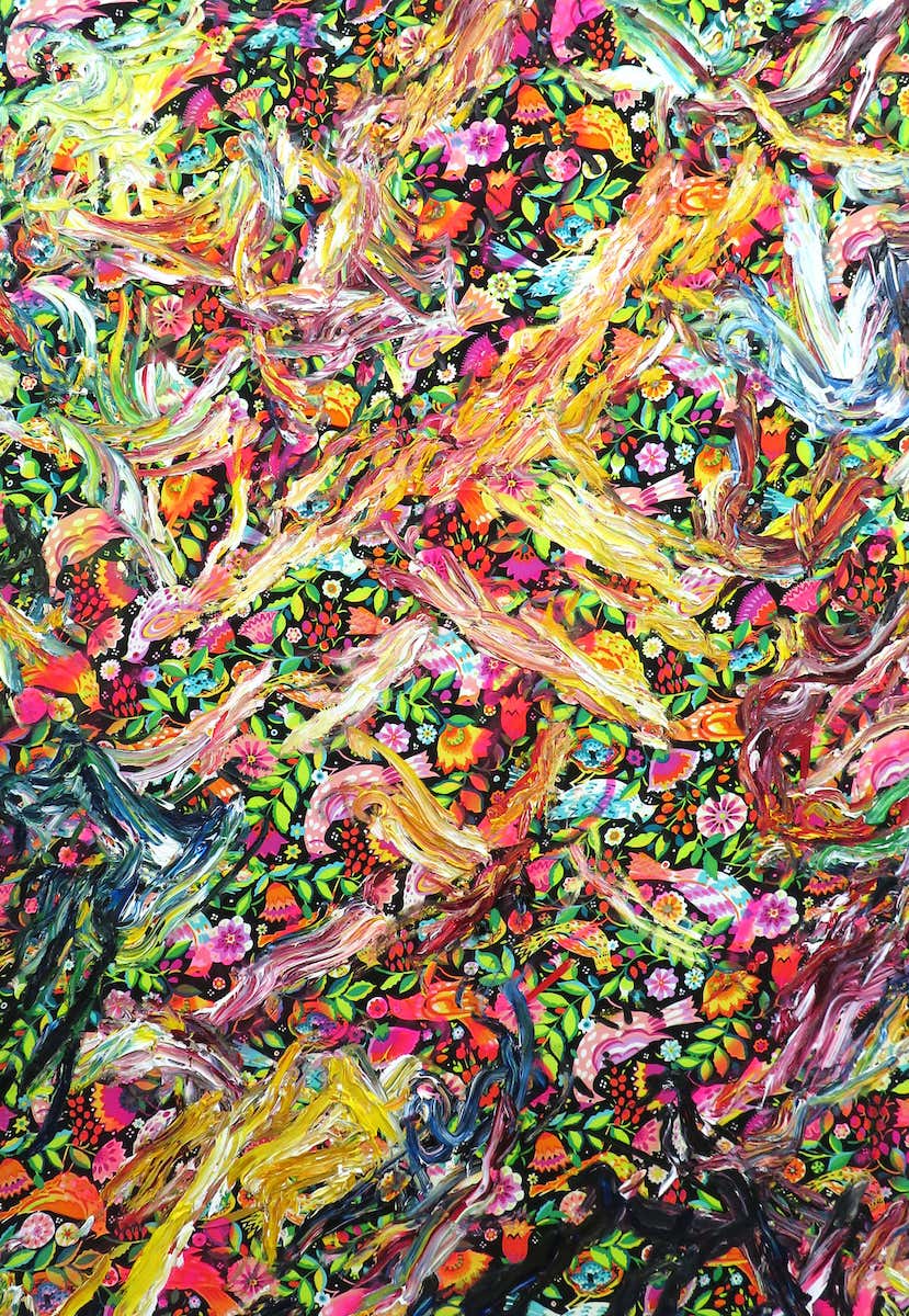 Birds of Paradise by Sebastian Vallejo, mixed media on canvas painting at El Dorado Gallery