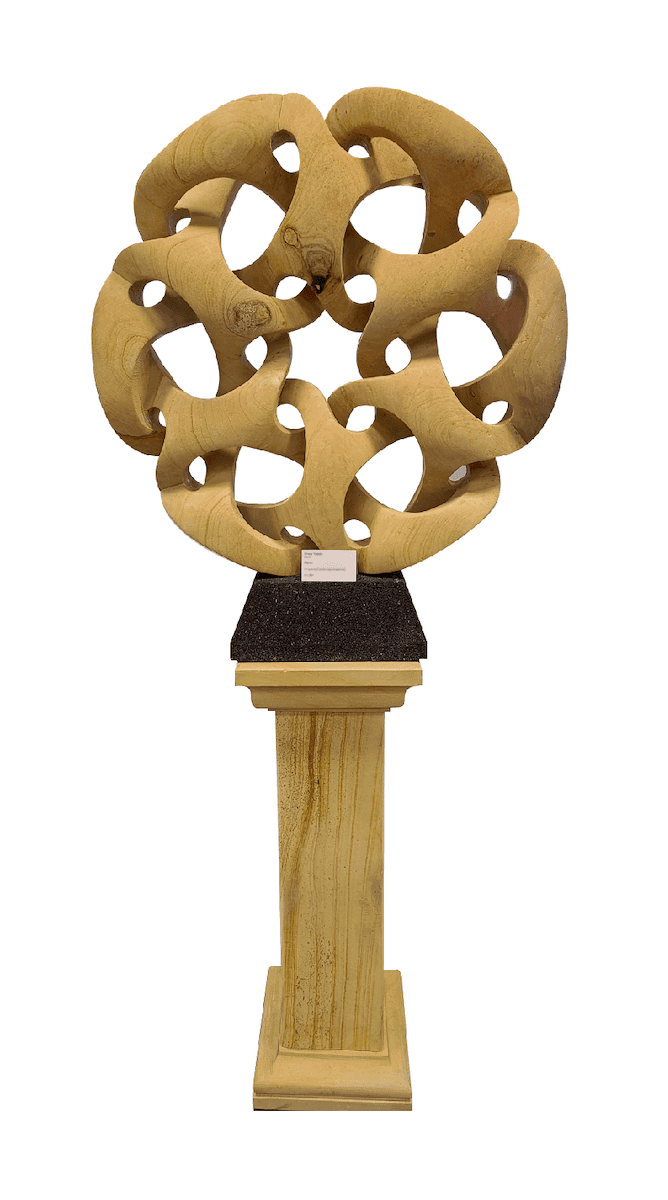 Fractal by Omar Yepez, limestone sculpture at El Dorado Gallery