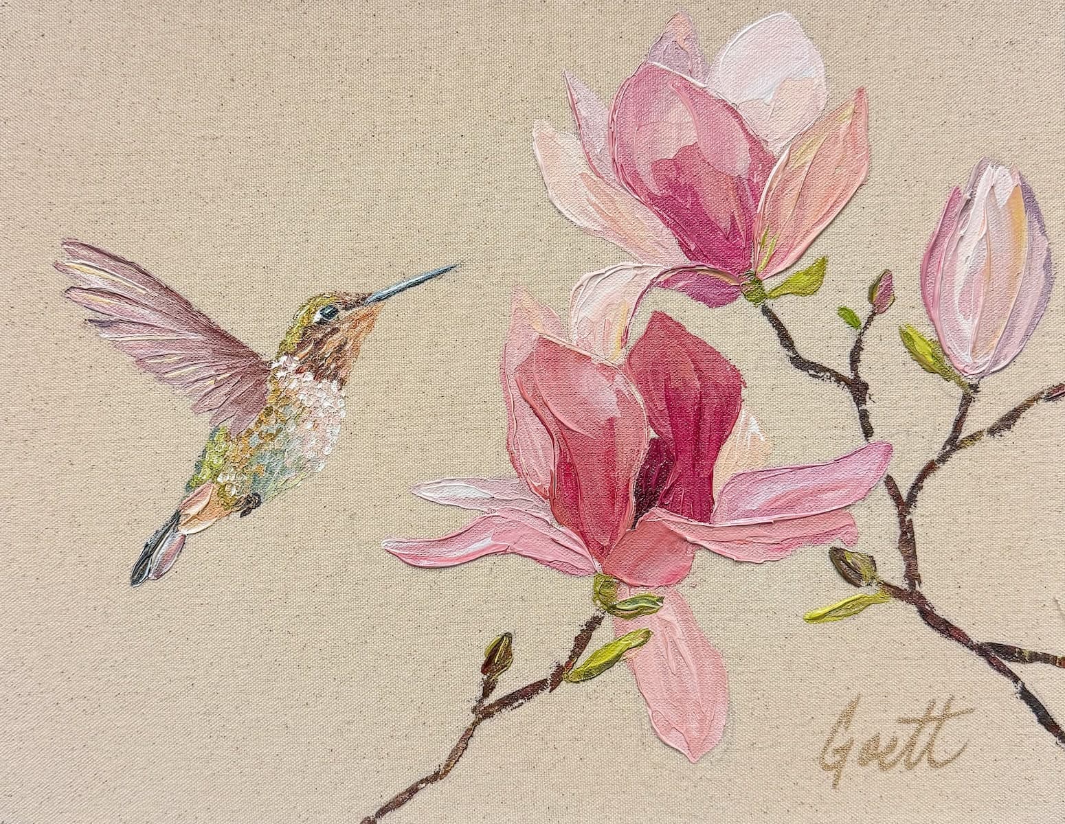 Soft Magnolia by Cecilia Goett, acrylic on canvas at El Dorado Gallery